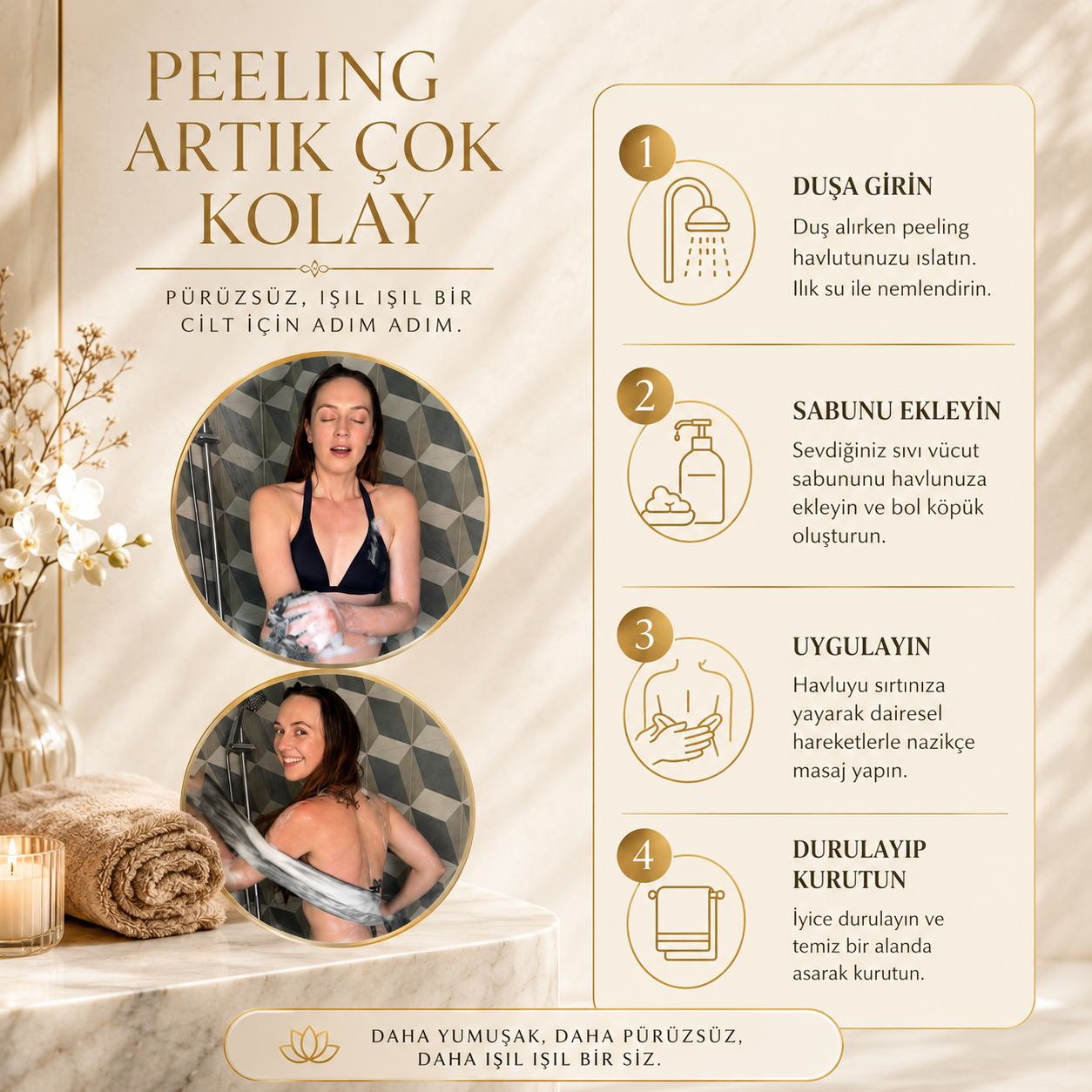 BAVELIN Çift Taraflı Peeling Banyo Havlusu